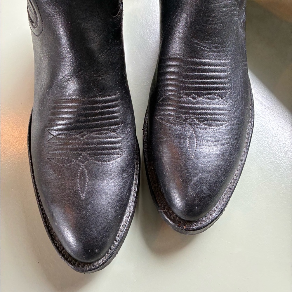Sanders Boots Women’s Black Leather Western Boots Sz 7.5 - Picture 2 of 7